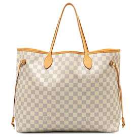 Louis Vuitton-Sac cabas blanc Louis Vuitton Damier Azur Neverfull GM-Blanc