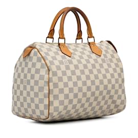 Louis Vuitton-White Louis Vuitton Damier Azur Speedy 30 Boston Bag-White