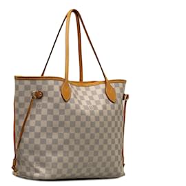 Louis Vuitton-Bolso tote blanco Louis Vuitton Damier Azur Neverfull MM-Blanco