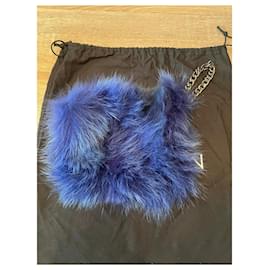 Autre Marque-Clutch in vera pelliccia di vole blu fiordaliso brand AnnaRita N.-Blu chiaro
