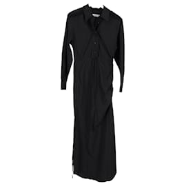 Autre Marque-Vestido camisa midi com acabamento em renda Christopher Esber em algodão preto-Preto