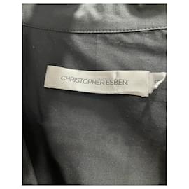 Autre Marque-Christopher Esber Lace-Trim Midi Shirt Dress in Black Cotton-Black