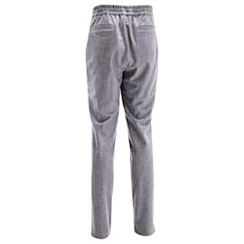 Brunello Cucinelli-Brunello Cucinelli Drawstring Trousers in Grey Cotton-Grey