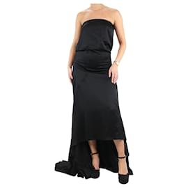 Alexander Mcqueen-Black silk maxi dress - size UK 8-Black