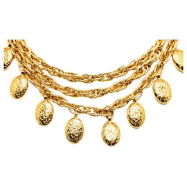 Chanel-Chanel Gold CC Medallion Collar Necklace-Golden