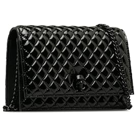 Alexander Mcqueen-Alexander McQueen Black Patent Skull Flap Crossbody Bag-Black