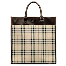 Burberry-Burberry Brown House Check Tote-Brown,Beige