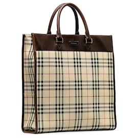 Burberry-Burberry Brown House Check Tote-Brown,Beige