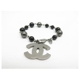 Chanel-NEUES CHANEL CC & PEARLS LOGO ARMBAND 2011 Taille 20 SILBERNES METALLPERLEN-ARMBAND-Silber