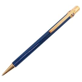 Cartier-VINTAGE STYLO BILLE CARTIER MUST TRINITY EN LAQUE DE CHINE BLEUE BALLPOINT-Bleu