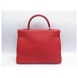 Hermès-HERMES KELLY II HANDBAG RETURNS 35 IN RED TOGO LEATHER RED HAND BAG PURSE-Red