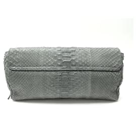 Céline-BORSA A BUSTA CON FRANGE CELINE 32BORSA A MANO IN PELLE DI PITONE GRIGIA CM-Grigio