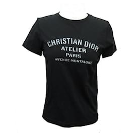 Dior-CHRISTIAN DIOR ATELIER T-SHIRT 043J615to0589 T12 S 36 BLACK COTTON TEE SHIRT-Black