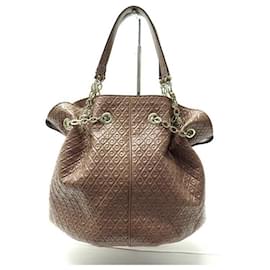 Tod's-NEUF SAC A MAIN TOD'S SEAU CUIR EMBOSSE VERNIS LEATHER NEW HAND BAG PURSE-Marron