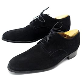 JM Weston-JM WESTON SAVILE SHOES 575 6D 40 BLACK SUEDE DERBY + SHOES SHAPES-Black