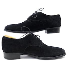 JM Weston-JM WESTON SAVILE SHOES 575 6D 40 BLACK SUEDE DERBY + SHOES SHAPES-Black