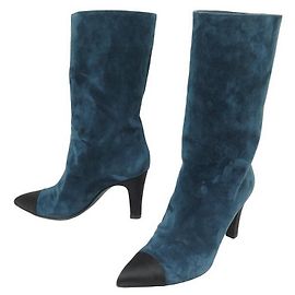 NEW CHANEL SHOES GABRIELLE COCO G BOOTS33119 37 SUEDE + BOOTS BOX Blue