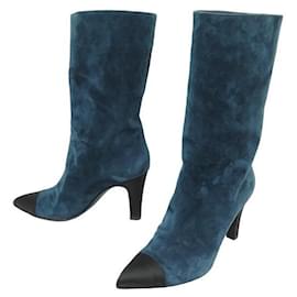 Chanel-NEW CHANEL SHOES GABRIELLE COCO G BOOTS33119 37 SUEDE + BOOTS BOX-Blue