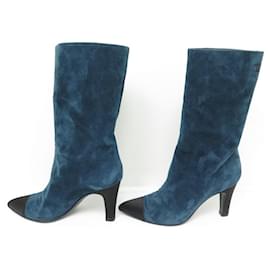 Chanel-NEUE CHANEL-SCHUHE GABRIELLE COCO G STIEFEL33119 37 WILDLEDER + STIEFELBOX-Blau