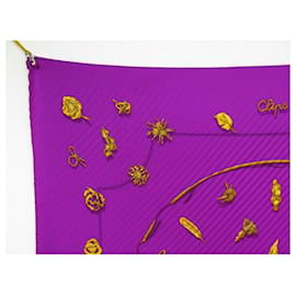 Hermès-FOULARD HERMES CLIPS SOIE FUSHIA RYBALTCHENKO CARRE PLISSE 90 CM SILK SCARF-Fuschia