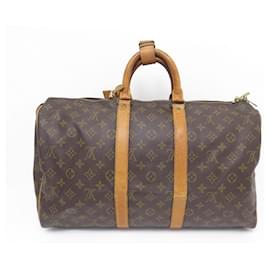Louis Vuitton-BOLSO DE VIAJE VINTAGE LOUIS VUITTON 45 Bolsa de viaje Monogram-Castaño