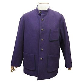 NEW ARNYS FORESTIERE JACKET L 52 PURPLE WOOL ROUND COLLAR JACKET COAT Purple