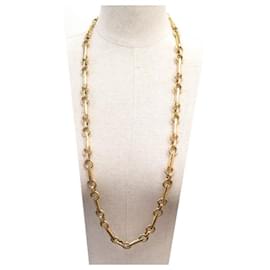 Céline-VINTAGE CELINE SAUTOIR NECKLACE SIZE 90 CM IN GOLDEN METAL GOLDEN STEEL NECKLACE-Golden