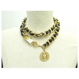 Vintage CHANEL CHARM Belt / Necklace Collectable Gold Black Chain