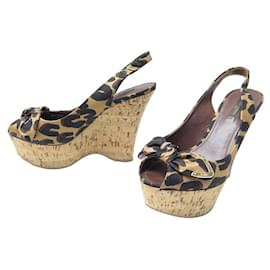 Louis Vuitton-NEW LOUIS VUITTON SHOES SANDALS 39 IN LEOPARD CANVAS STEPHEN SPROUZE-Brown