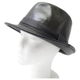 Hermès-HERMES HAT IN BROWN LEATHER SIZE 58 BROWN LEATHER HAT CAP-Brown