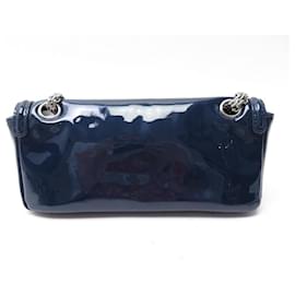 Chanel-Chanel handbag 2.55 EAST WEST MADEMOISELLE CLASP PATENT LEATHER HAND BAG-Navy blue