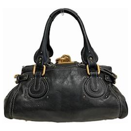 Chloé-Leather Paddington Handbag-Black