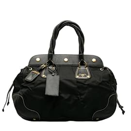 Prada-Vitello Daino-Trimmed Tessuto Handbag BN1442-Black