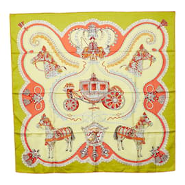 Hermès-Hermes Carre 90 Paperoles Silk Scarf  Canvas Scarf in Good condition-Green