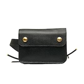 Hermès-Courchevel Flap Belt Bag-Black