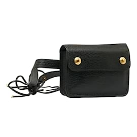 Hermès-Courchevel Flap Belt Bag-Black