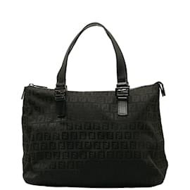 Fendi-Bolsa de lona Fendi Zucchino Bolsa de lona 8BH134 em boa condição-Preto