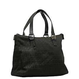 Fendi-Zucchino Canvas Handbag 8BH134-Black