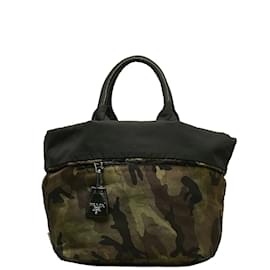 Prada-Reversible Tessuto Camouflage Tote-Bronze