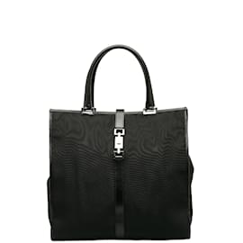Gucci-Jackie Canvas Tote Bag 002 1064-Black