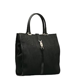 Gucci-Jackie Canvas Tote Bag 002 1064-Black