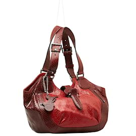 Céline-Leather Shoulder Bag-Red