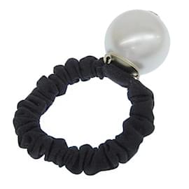 Chanel-Coletero para el cabello con adornos de perlas sintéticas CC-Blanco