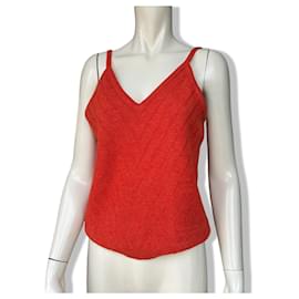 Chanel-Superb Chanel tank top, 100% cashmere made in the United Kingdom, 1997 Collection.-Red,Orange,Coral