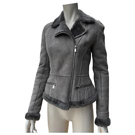 Christian Dior Coat / pea coat in lambskin with fur inside Grey Dark grey