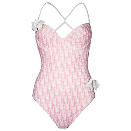 Christian Dior Diorissimo Girly Floral verzierter Einteiler – Monogram Trotter Oblique Logo Pink Weiß Monogramm