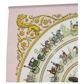 Hermès-HERMES CARRE 90 LA PROMENA DE LONGCHAMPS Schal Seide Rosa Auth bs11035-Pink
