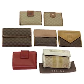 Céline-CELINE Macadam Canvas Wallet Leather 7Set Brown Beige Auth ar11267-Brown,Beige