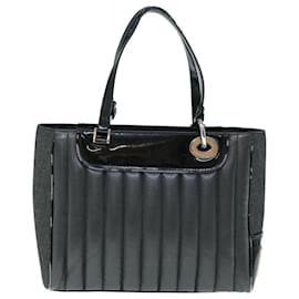 Christian Dior-Christian Dior Hand Bag Canvas Enamel Black Auth 63321-Black