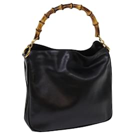 Gucci-GUCCI Bamboo Hand Bag Leather Black 001 1014 1638 auth 62361-Black